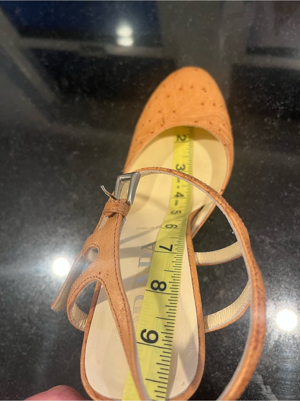 Prada Tan Ostrich Leather Slingback Heels - Picture 7 of 7